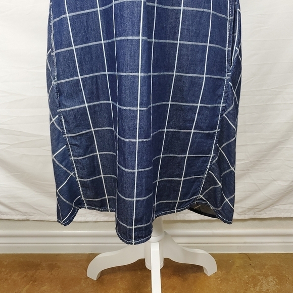 Max Studio Navy Plaid 100% Cotton Shirt Dress Size M - Picture 7 of 11